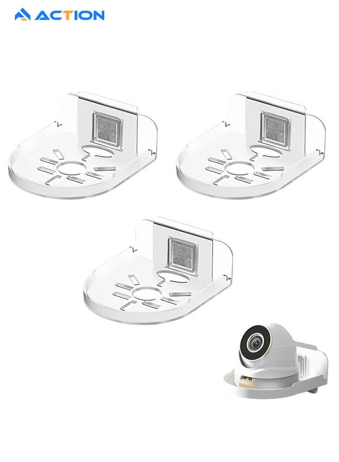 أكشن مجموعة من 3 رفوف كاميرات المراقبة، حامل كاميرا حائط من مادة ABS لشاشات الاطفال ومكبرات الصوت، حامل كاميرات المراقبة العالمي(شفاف) - Image 1